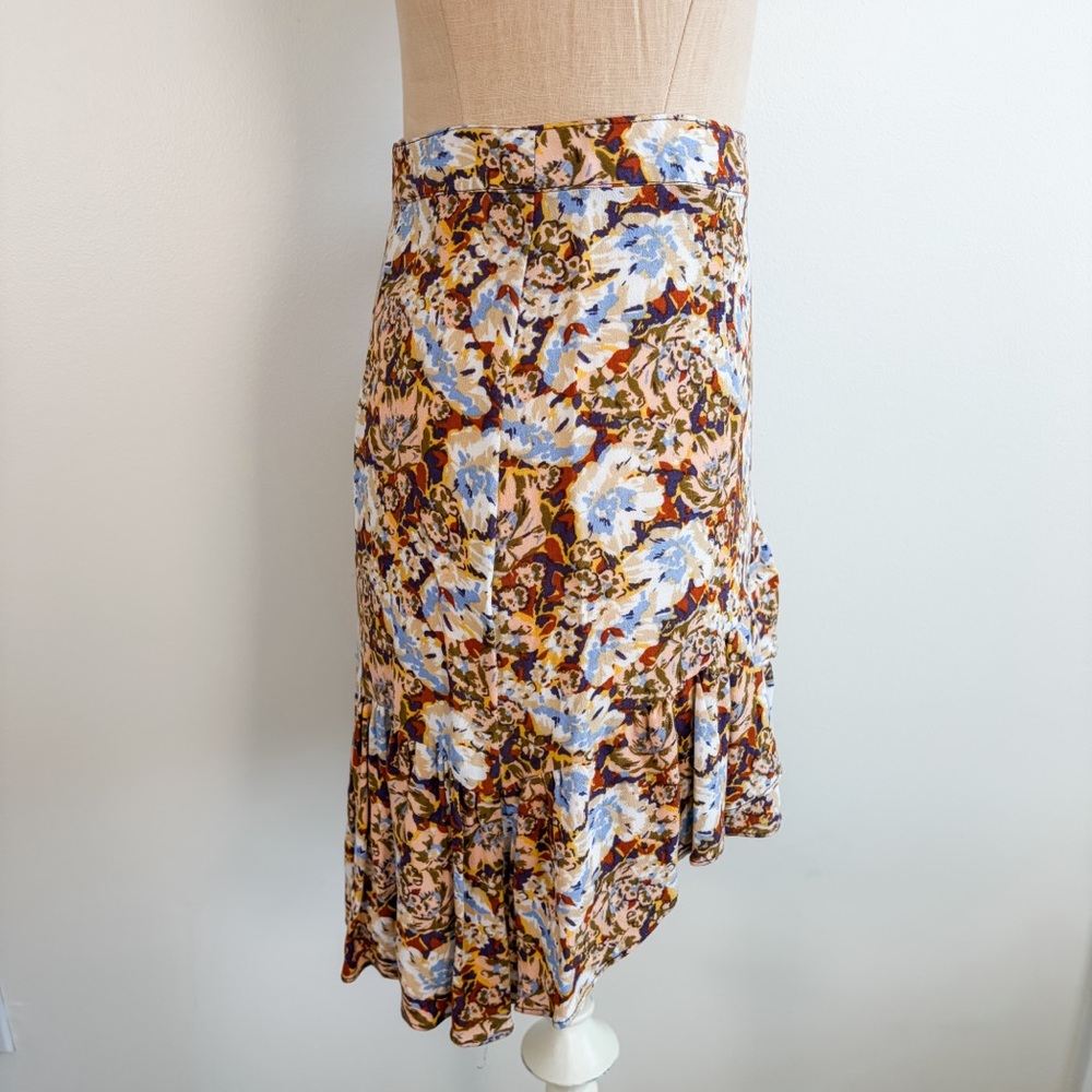 Free People Nadia Yellow Floral Print Ruffled Wrap Mini Skirt - Picture 7 of 15